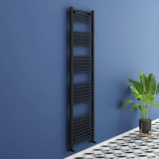 Toreno Black Curved W500 X H1800mm Heated Towel Rail -Bathroom Essentials Shop 518bc nl