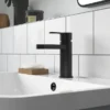 Toreno Round Black Mono Basin Mixer With Push Button Waste -Bathroom Essentials Shop arv405 d1