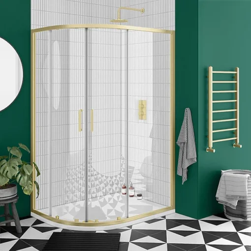 Toreno Brushed Brass 1200 X 800mm Offset Quadrant Shower Enclosure Without Tray -Bathroom Essentials Shop bb129q2d l2 1