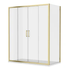 Toreno Brushed Brass 1400 X 700mm Double Sliding Door Shower Enclosure Without Tray -Bathroom Essentials Shop bb147sdent d1 2