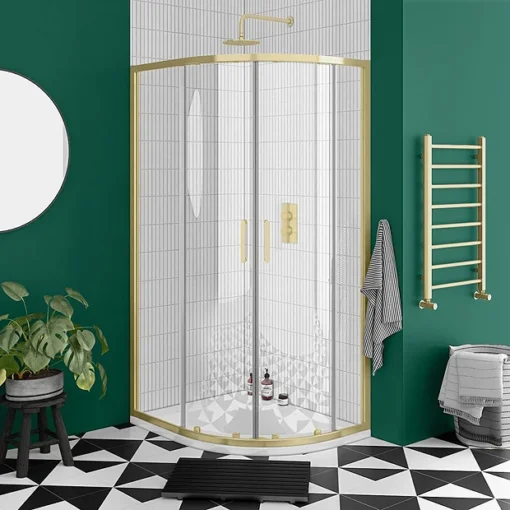 Toreno Brushed Brass 900 X 760mm Offset Quadrant Shower Enclosure Without Tray -Bathroom Essentials Shop bb976q2d l2