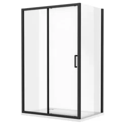 Toreno Matt Black 1000 X 900mm Sliding Door Shower Enclosure Without Tray -Bathroom Essentials Shop blk109sdentd1