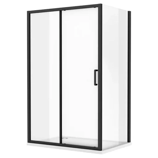 Toreno Matt Black 1000 X 900mm Sliding Door Shower Enclosure Without Tray -Bathroom Essentials Shop blk109sdentd1