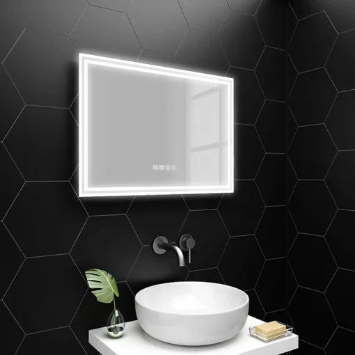 Toreno 700x500mm LED Illuminated Mirror Inc. Anti-Fog, Digital Clock & Touch Sensor -Bathroom Essentials Shop mir009 l1