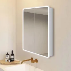 Toreno 700 X 650mm LED Illuminated 2-Door Mirror Cabinet With Motion Sensor, Shaving Socket & Anti-Fog -Bathroom Essentials Shop mir401