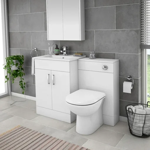 Toreno 1100mm Gloss White Vanity Unit Bathroom Suite - Depth 400/200mm -Bathroom Essentials Shop mod1100pan d5