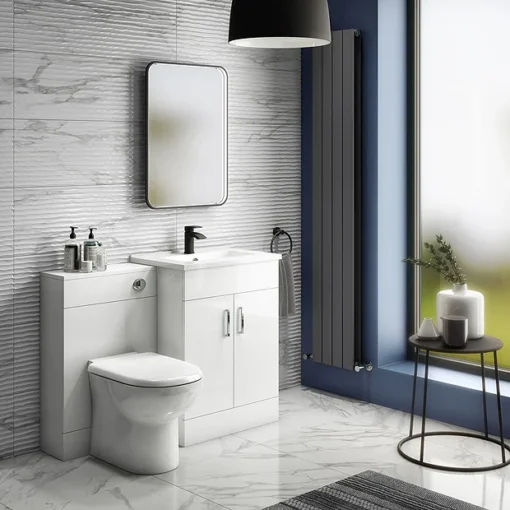 Toreno 1100mm Gloss White Vanity Unit Bathroom Suite - Depth 400/200mm -Bathroom Essentials Shop mod1100pan n l