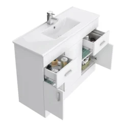 Toreno 1500mm Gloss White Vanity Unit Bathroom Suite - Depth 400/200mm -Bathroom Essentials Shop mod1500 d1