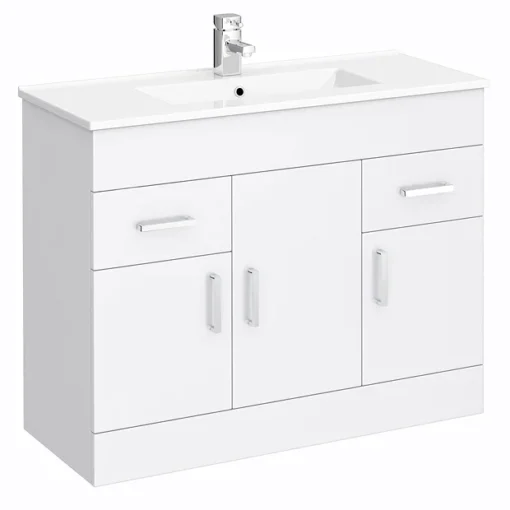 Toreno 1500mm Gloss White Vanity Unit Bathroom Suite - Depth 400/200mm -Bathroom Essentials Shop mod1500 d2