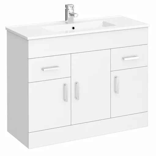 Toreno Vanity Sink With Cabinet - 1000mm Modern High Gloss White -Bathroom Essentials Shop modenavanitysinkwithcabinet1000mmmodernhighglosswhitemv1000l