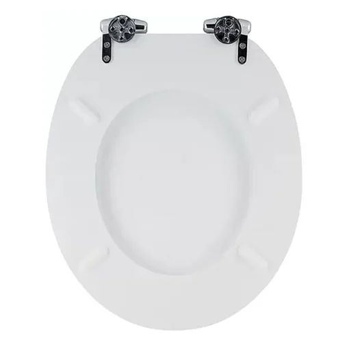 Toreno High Gloss White MDF Bottom Fixing Soft Close Toilet Seat With Chrome Hinges -Bathroom Essentials Shop msc020 detail2