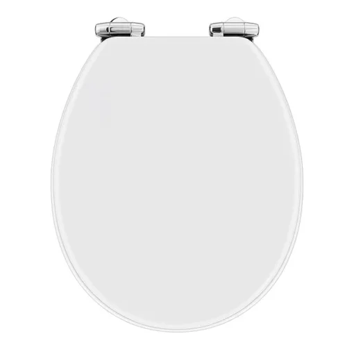 Toreno High Gloss White MDF Bottom Fixing Soft Close Toilet Seat With Chrome Hinges -Bathroom Essentials Shop msc020 l1