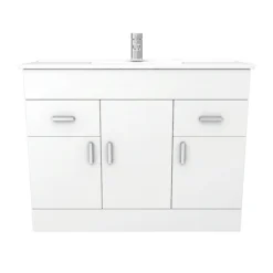 Toreno Vanity Sink With Cabinet - 1000mm Modern High Gloss White -Bathroom Essentials Shop mv1000 n d2