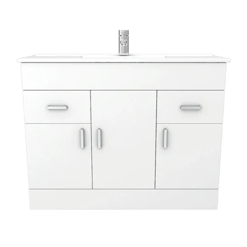 Toreno Vanity Sink With Cabinet - 1000mm Modern High Gloss White -Bathroom Essentials Shop mv1000 n d2