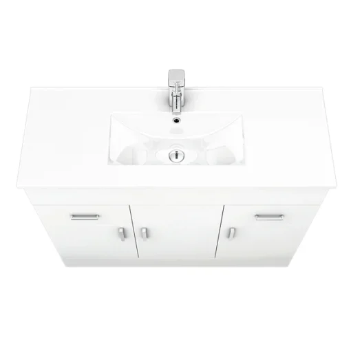 Toreno Vanity Sink With Cabinet - 1000mm Modern High Gloss White -Bathroom Essentials Shop mv1000 n d3