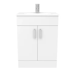 Toreno Vanity Sink With Cabinet - 600mm Modern High Gloss White -Bathroom Essentials Shop mv600 n d2