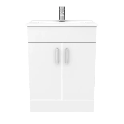 Toreno Vanity Sink With Cabinet - 600mm Modern High Gloss White -Bathroom Essentials Shop mv600 n d2