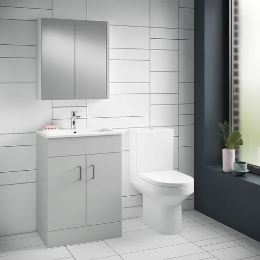 Toreno Light Grey 600mm Modern Vanity Unit -Bathroom Essentials Shop mvg600 d4