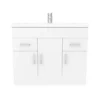 Toreno Basin Unit - 1000mm Modern High Gloss White With Mid Edged Basin -Bathroom Essentials Shop mvme1000 d2