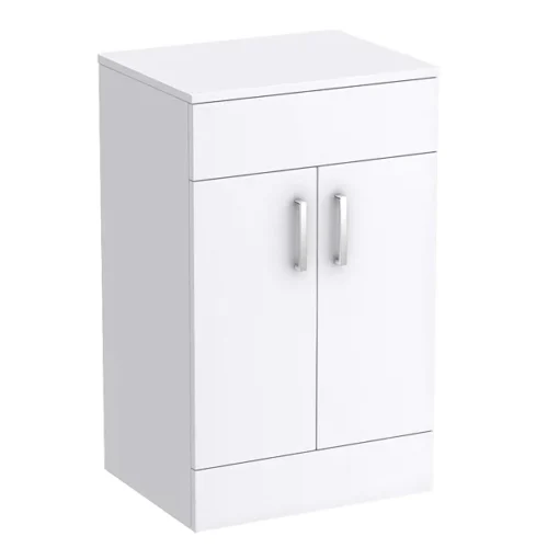 Toreno Floor Standing Countertop Vanity Unit - Gloss White - 505mm With Chrome Handles -Bathroom Essentials Shop mwt505 l