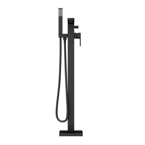 Toreno Modern Matt Black Floor Mounted Free-standing Bath Shower Mixer -Bathroom Essentials Shop tbfst d2