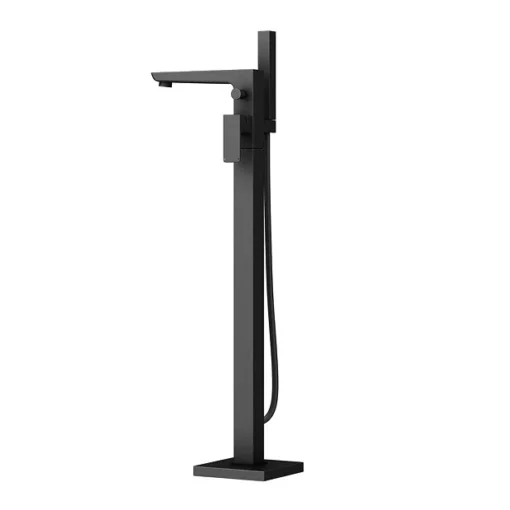 Toreno Modern Matt Black Floor Mounted Free-standing Bath Shower Mixer -Bathroom Essentials Shop tbfst d3