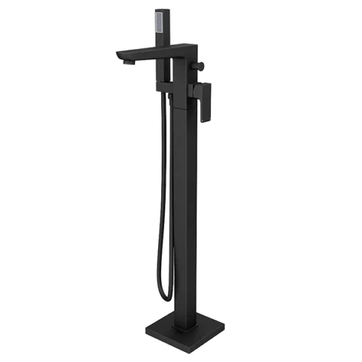 Toreno Modern Matt Black Floor Mounted Free-standing Bath Shower Mixer -Bathroom Essentials Shop tbfst lrg