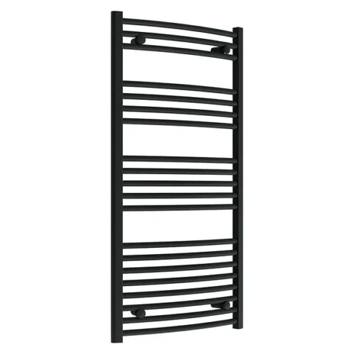 Toreno Black Curved W600 X H1200mm Heated Towel Rail -Bathroom Essentials Shop trb612c lrg