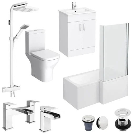 Toreno L-Shaped 1500 Complete Bathroom Package -Bathroom Essentials Shop trcbs15 l