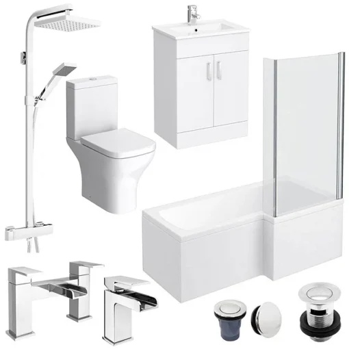 Toreno L-Shaped 1700 Complete Bathroom Package -Bathroom Essentials Shop trcbs l1