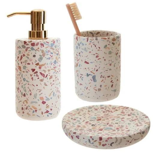 Toreno Terrazzo-Effect Concrete Bathroom Accessories Set -Bathroom Essentials Shop trtset l