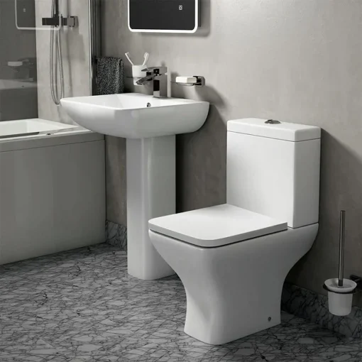 Toreno Square Rimless 4-Piece Modern Bathroom Suite -Bathroom Essentials Shop tsr4pc l